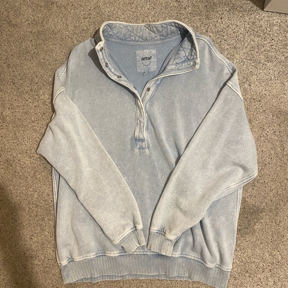 aerie Tops - Aerie Light Blue Quarter-Zip Pullover